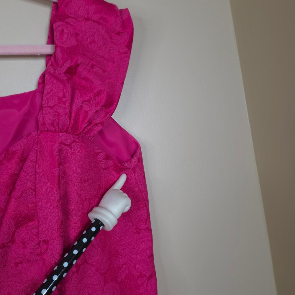 Vintage Sleeveless Button Front Blouse with Midi Pencil Skirt Pink Jacquard 38 - Picture 5 of 12
